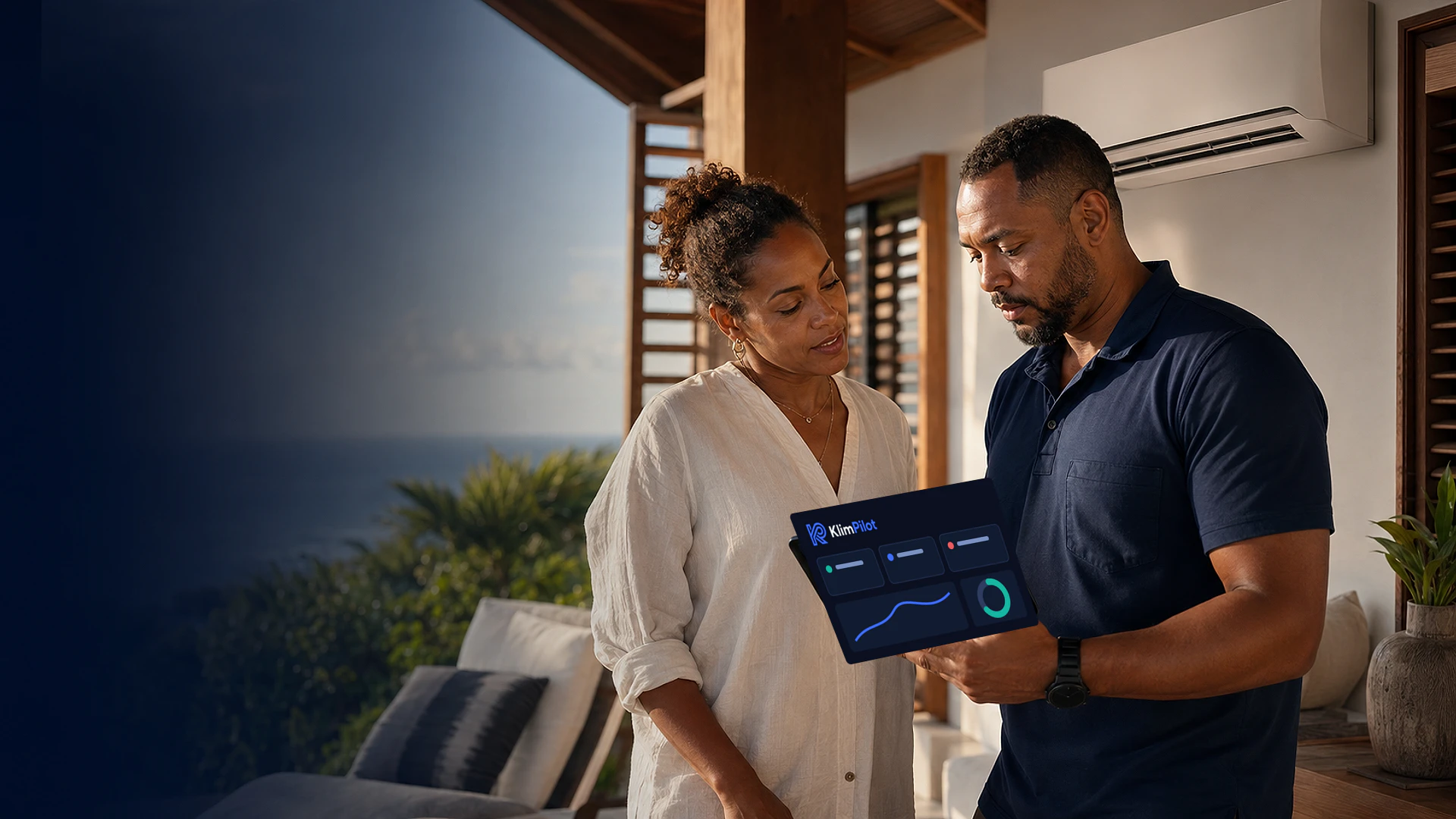Équipe SMARTHOME KARAÏBES accompagnant un client KlimPilot